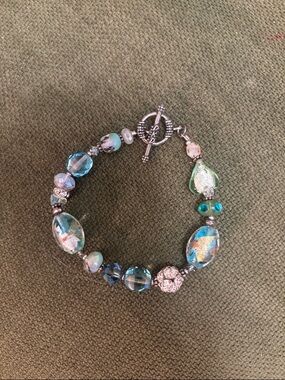 DKD Turquoise Glass Bead Bracelet with Toggle Clasp